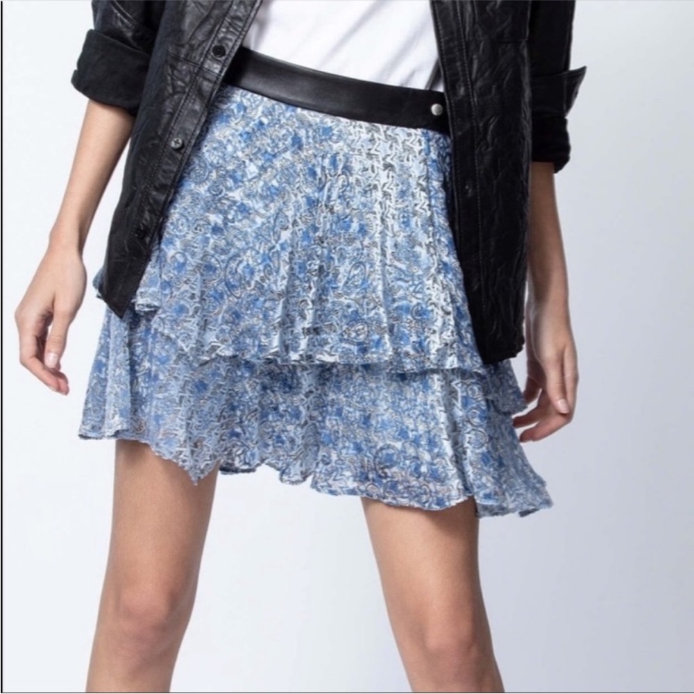 Zadig & Voltaire Jim burnout velvet blue skirt 40